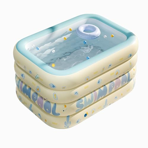 MZQMK Piscine Gonflable, Piscine Pataugeoire, Piscines Gonflables Rectangulaire, Piscine Enfant Adulte Familiale pour Jardin, Extérieur, Balcon Fête D'été(B,130CM/51IN)
