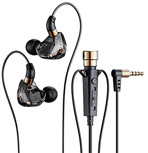 Asyduey Cuffie HiFi Cablate con Microfono Auricolari Dinamici con Cancellazione del Rumore negli Auricolari Cuffie per per Lo Sport(Nero)