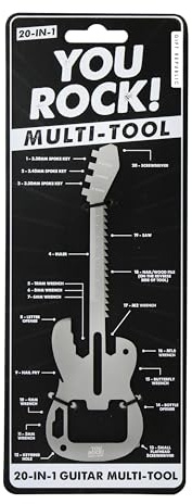 Gift Republic You Rock 20-in-1 Guitar Shaped Multi Tool for Music Lovers Portable Gadget with Wrenches Screwdrivers Bottle Opener Nail File and More Compact Gift for Guitarists and DIY Fans