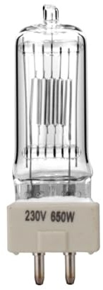 Bing 650W Movie Spotlight Bulb Gy9.5 Size Feet - Compatible with CP/89 T/27 FRL GCT 64717 64718(GY9.5 230V 650w)