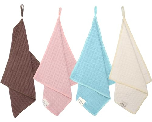 VOSSOT 4 Torchons de Cuisine Microfibre, Super Absorbant Chiffon, Cuisine nettoyagant, Serviette, Essuie Main Vaisselle Lavette Douce Serviettes de Cuisine Lavable 30cm x 30cm