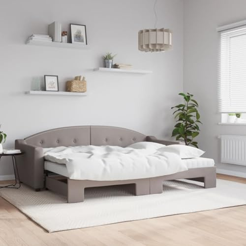 Teenpull Dagsäng, utdragbar med madrasser, brungrå 80 x 200 cm, 2-i-1 bäddsoffa för gästrum, robust tygdesign, inklusive två komfortskummadrasser