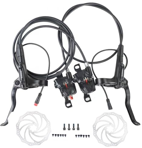 Acciaiie MT200 E-Bike Hydraulic Disc Brakes with 203mm Rotors, New Upgrade 2-Pin 2-Piston Ebike Hydraulic Brakes, Pre-Bled with Mineral Oil Electric Bike Hydraulic Brake