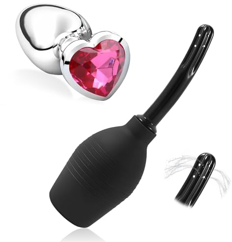 Enema Bulbo+Plug Kit,Enemas bulbo para hombres y mujeres,Enema Bulbos Lavativa Ducha de Silicona,Enemas para Limpieza de Colon Ducha Anal,Kit duchas Íntima Hombres o Mujeres