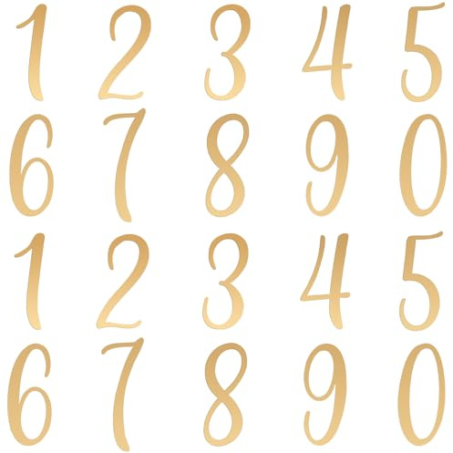 Ouligay 20 Stück Zahlen Deko Torte 0-9 Gold Kuchen Deko Geburtstag Acryl Golden Tortendeko Geburtstag Gold Zahlen 0-9 Cake Topper Happy Birthday Tortendeko Kuchendeko für Party Hochzeit Jubiläum Feier