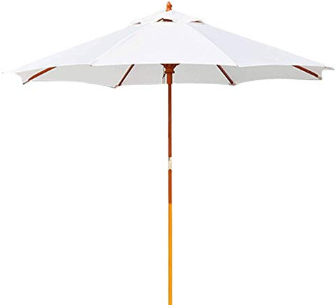 DX26TS 2.7m/9ft Patio Outdoor Market Table Umbrellas Shade Garden Parasol Umbrella with Wooden Pole, for Deck, Backyard, Pool, Beach (Color : Green) (Khaki) (White)
