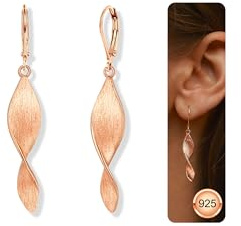 LOLIAS Silber 925 Hängende Ohrringe Lange Spirale Wassertropfen für Damen | Hypoallergene Sterling Silber Ohrringe Boho für Damen Schmuck Geschenke