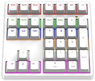 YUEHISY Pavé Numérique, Clavier Numérique Mécanique Filaire USB C à 34 Touches avec Rétroéclairage RVB, Conception Ergonomique, pour Ordinateur Portable et de Bureau, Plug and Play (White)