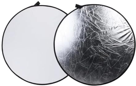 Rund fotoreflektor, 60 cm hopfällbar 2-i-1 flerfärgad ljusreflektor(Silvery White)
