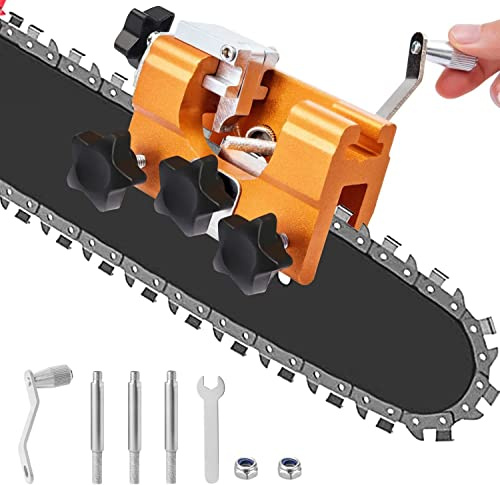 Attrezzo per affilare motoseghe Set di utensili portatili a rapido affilaggio Kit manovella levigare sega con borsa portatile e spazzola pulizia Adatto tutti tipi elettrica manutenzione affilatura obb