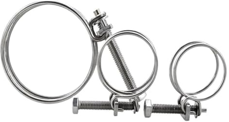 Adjustable Stainless Steel Double Wire Hose Clips, Double Wire Throat Hoop 304 Stainless Steel Pipe Hose Clamp Multiple Sizes(16x2(5pcs))