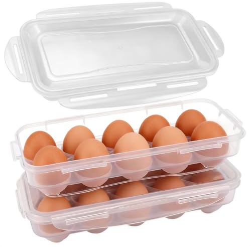 2 Stück Eierbox 10 Eier Aufbewahrung Kühlschrank Eierhalter Tragbare | Eierbehälter für Kühlschrank Organizer Eier Eieraufbewahrung Eierkarton Plastik Eierspender