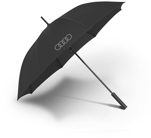Audi 3122600100 Regenschirm Stockschirm Automatik Schirm, schwarz, mit Audi Ringe Emblem