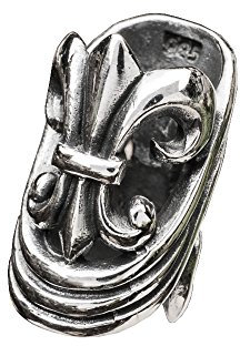NKlaus Große Bartperle Haarperle Haarschmuck Fleur de Lis 925er Sterlingsilber Silber 6977