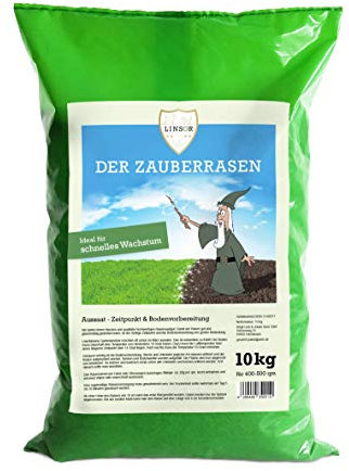 Linsor Gazon magique, 10 kg pour 500 m², graines de gazon à germination rapide, mélange de graines de qualité supérieure