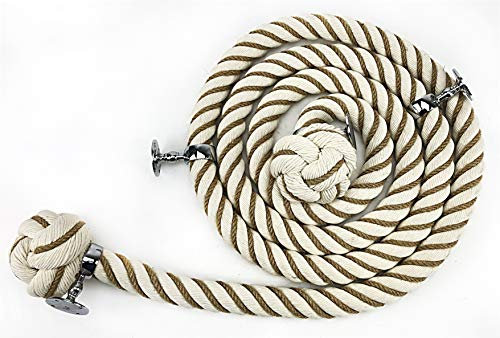 Natural Cotton Wormed Bannister Ropes, C/W 4 Chrome Handrail Brackets Choose Diameter and Length - RopeServices UK (24mm, 10 Foot)
