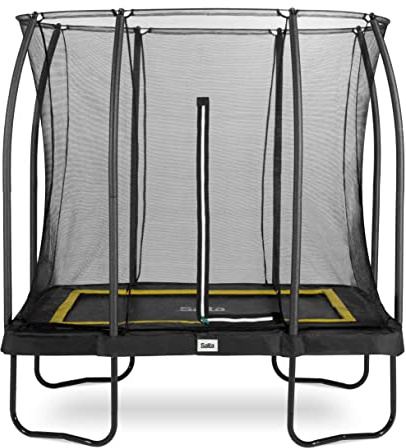 Salta Comfort Edition - Trampoline avec Filet de sécurité - 214 x 153/305 x 214/366 x 244 cm - Rectangulaire - Noir/Vert/Rose (214 x 153 cm, Noir)