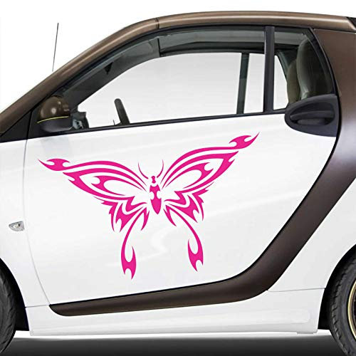INDIGOS UG Aufkleber - Autoaufkleber-Set Schmetterling Tribal, 2 STK. je 70cm x 41cm pink - Tuning Carystyling Heckscheibe Auto