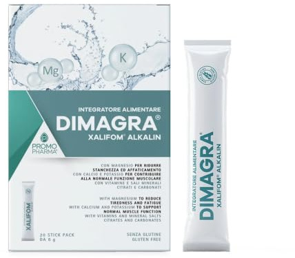 Dimagra Xalifom Alkalin - Magnesio Calcio Potassio Dieta Keto - 20 Stick 8g | Integratore di Sali alcalinizzati in stick