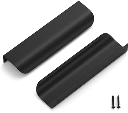 LONTAN 15 Stück Versteckte Schrankgriffe Schwarz, 128mm Griffe Verdeckt Griffleiste Schubladengriffe Verdeckt Möbelgriffe Schwarz Küchengriffe Türgriffe Küche Aluminium