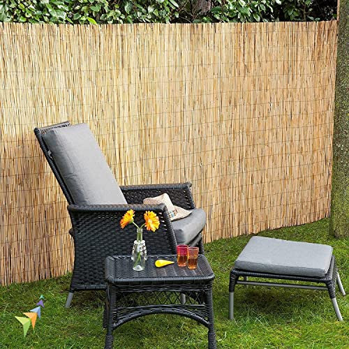 Abaseen Natural Split Reed Fence Hand-Woven Reed Screening for Garden Natural Window Roller Blind Outdoor Bamboo Shades for Garden Patio Gallery Balcony Decorative Fences (1m x 5m)