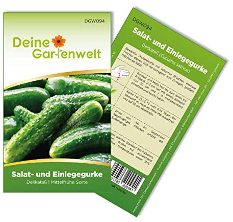 Salat- und Einlegegurke Delikateß Samen - Cucumis sativus - Gurkensamen - Gemüsesamen - Saatgut für 10 Pflanzen