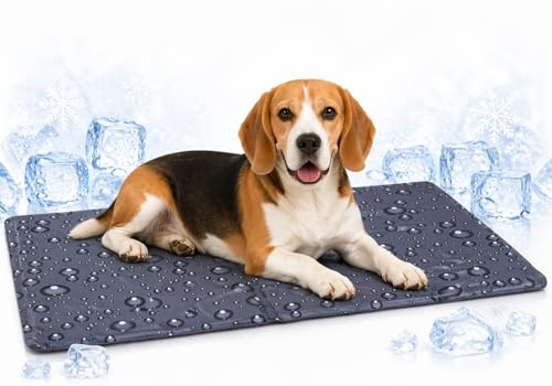 Flamingo Tapis rafraichissant Chien - Gris 70x50 cm - Polyester avec Gel et Mousse - imperméable - Pliable - Facile à Nettoyer - été - Type Tapis rafraichissant Chat