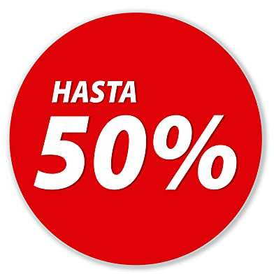 Olmedo Servicios Integrales Vinilos de Descuento Hasta 50% 30x30 cm - Cartel Adhesivo Ofertas