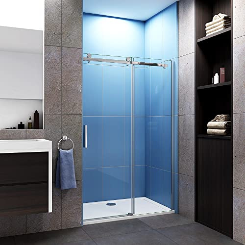 Acezanble Duschtür 155cm Duschabtrennung Schiebetür 8mm Nano Glas Dusche H195cm