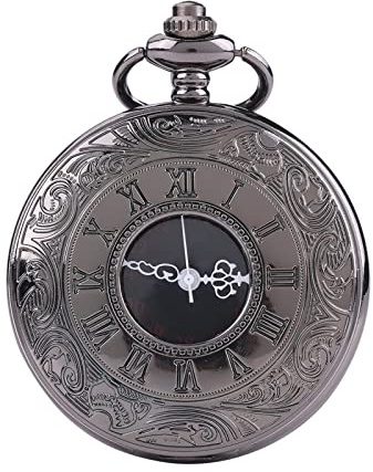 GOTOTOP Reloj de Bolsillo para Hombre, Lupa Clásica Especial, Cuerda Manual Mecánica, Medio Cazador, Números Romanos, Reloj Fob Antiguo con Cadena