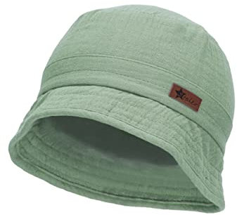 Sterntaler Baby Jungen Hut Baby Fischerhut Musselin - Baby Hut, Kopfbedeckung Baby Sommer, Sommerhut Baby - aus Baumwolle - dunkelgrün, 49