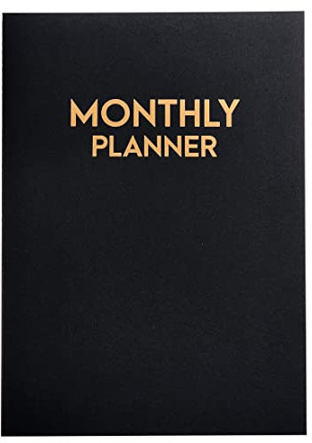 Undatierter großer Monatsplaner – Blanko-Kalenderbuch und Organizer, 21,6 x 27,9 cm, Schwarz