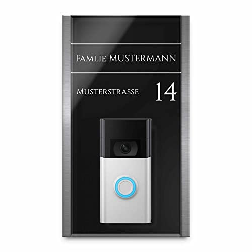 Premium Klingelverkleidung aus Edelstahl & Acrylglas - Universell geeignet für alle gängigen Video Doorbells & Funk Klingeln - Individuell personalisierbares Klingelschild