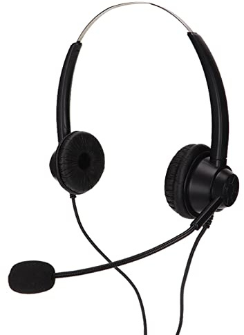 H360D-RJ Auricular de Teléfono Binaural, Cancelación de Ruido, Sonido Claro, Compatible con Teléfonos Fijos o Inalámbricos Dect para Centros de Llamadas, Cursos en Línea