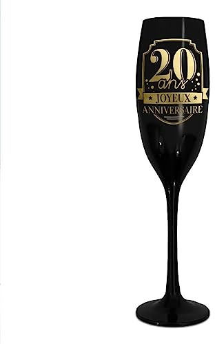 Flûte à champagne spécial Anniversaire 20 Ans coloris Noir et Doré