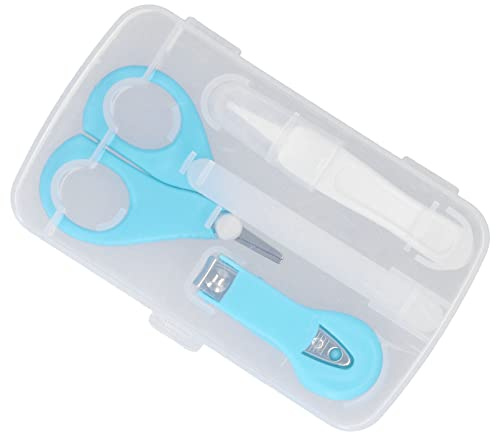 Babymanikyrvårdsset, Nagelvårdssäkerhetssax, Kortbladsdesign, Babynagelklippare, Spädbarnsnagelverktyg för Pedikyr för (Blå)
