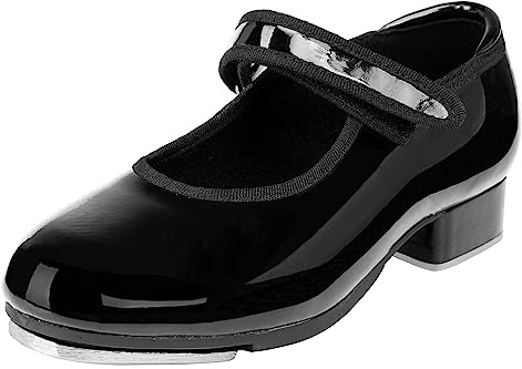 Stelle Tap Shoes for Girls Boys PU Leather Non-Slip Dance Shoes for Toddler/Little Kid/Big Kid(Black,9MT)