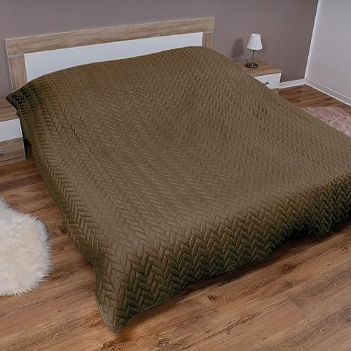 Bestlivings Tagesdecke XL (140x210cm) mit wattierter Zwischenlage (Braun) Bettüberwurf - ÖKO-Tex 100, Sommerdecke gesteppt - Steppdecke, Wendedecke