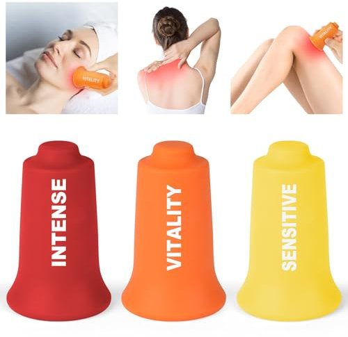 ACWOO Juego de 3 Piezas de Ventosas de Masaje de Silicona, Juego de Ventosas De Masaje Al Vacío, Juego de Terapia de Ventosas para Masaje Corporal y Anticelulitis, Ventosa de Silicona