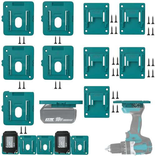 Tool Holder Mount Compatible with Makita Battery Holder, 5 Packs Drill Tools Holder Dock Hanger for 18V Battery Mounts Hanger Dock Holder & 5 Packs Tool Holder, Construction Van, Shelf