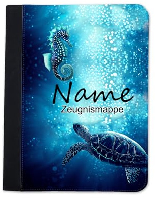 Maus-Design Zeugnismappe personalisiert Schildkröte mit Name | Klarsichthüllen A4+, Urkundenmappe, Dokumentenmappe