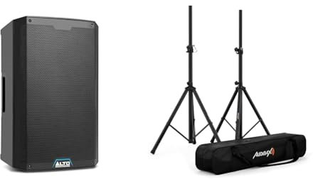 Alto Professional TS415 Altavoz PA Activo de 2500W 15 con Mezclador de 3 Canales & Audibax Neo 130 - Soportes Profesionales para Altavoces - Pareja de Trípodes para Altavoces - Bolsa