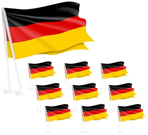 Piersando 20 Stück Autofahnen 10er Set Auto Deutsche Fahne Fussball EM WM 2026 Länderflagge Fanartikel Land Flagge Autoset Eishockey Handball Basketball Deutschlandfahne Bootsfahne Deutschland