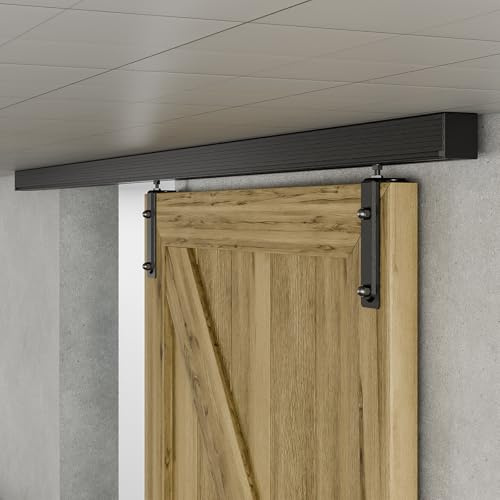 AONAYIOA 96/8FT Ceiling Mount Box Rail Barn Door Hardware Heavy Duty Sliding Barn Door Track, Aluminium Alloy Kit for Single Door (No Door)