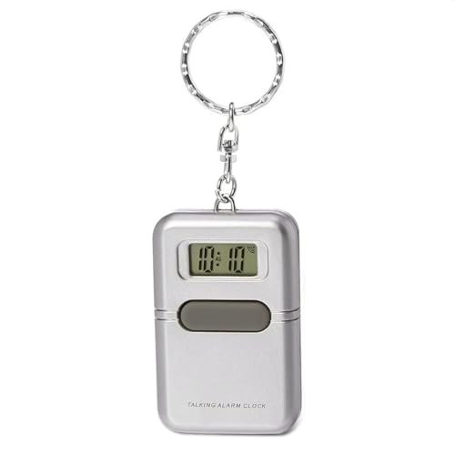 MAUJOY English Talking Keychain Clock,Talking Alarm Clock Keychain,Small Travel Alarm Clock Keychain,Battery Operated Talking Clock for Seniors Blind Elderly Visually Impaired