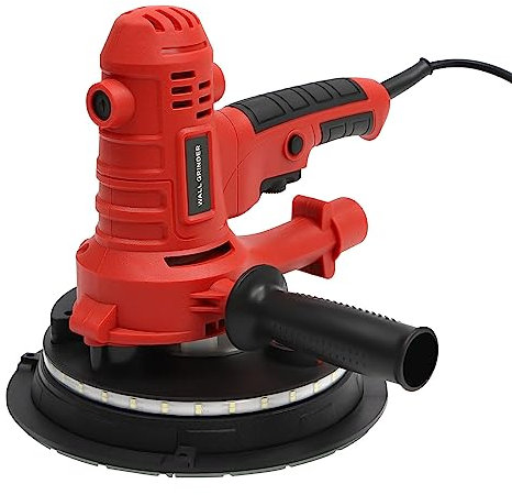Sander,1200W Electric Drywall Sander Automatic Vacuum Dust Collection Systm W/Led Light with Dust Collection Bag & Pipe 1200-2500rpm 6 Sanding Discs,for Plaster/Putty/Cement Walls