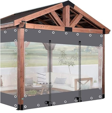 Pergola-Seitenteile für den Außenbereich, transparent, wasserdicht, mit Reißverschluss, Regenvorhang, PVC-Kunststoff-Plane, Abdeckfolie, personalisierbar (230 x 200 cm)