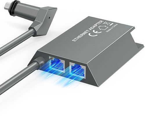 LUCMO Multi Ports Starlink Ethernet Adapter for Starlink Gen 2 Wired External Network, 2 Ports Starlink Ethernet Adapter 1 to 2 [2 Devices Networked Simultaneously] - Up to 1 Gbps