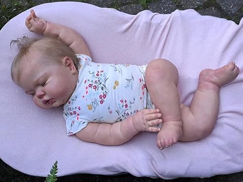 RXDOLL Realistische Reborn Kleinkind-Babypuppe, Mädchen, 61 cm, lebensechte schlafende Babypuppen, Stoffkörper, echt aussehend, weiches Silikon, Babypuppe, Kleinkind, Mädchen, für Geburtstag,