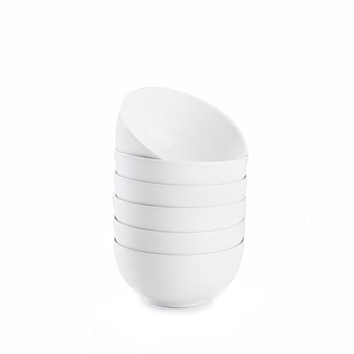 AntoKueh White 4.5in Small Cereal Bowls, 12 OZ, Ice Cream Bowls Set of 6 for Dessert, Rice, Jello, Yogurt,Pudding, Condiments, Microwave Safe